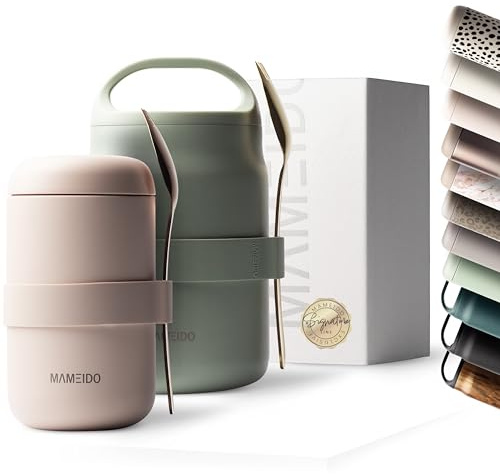 MAMEIDO Termobehållare för mat 500 ml (Blush Kissed) | i rostfritt stål, läckagesäker, BPA-fri, müslimugg att ta med, perfekt för yoghurt, gröt & soppor