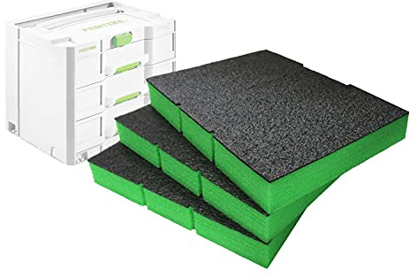 Shadow Foam Inserts for Festool Sortainer - DIY Foam Insert for Tool Case Organisation - Tool Case & Tool Storage System - 3 Pack – Green (50 mm Depth)