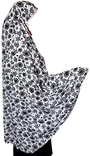 Yaqeen XL Khimar langes Hijab für Muslimah einteiliges dehnbares Kopftuch Lycra Material Chadors Arabien islamisches Gebetskleid muslimische Schals Body Cover, Weiß3, 46