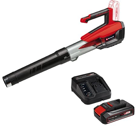 Einhell Soplador de Hojas con batería GP-LB 18/200 Li E-Solo Power X-Change (Iones de Li, 18V, Motor sin escobillas, regulación de Velocidad, tecn. de Ventilador axial, con batería 2.5 Ah y Cargador)