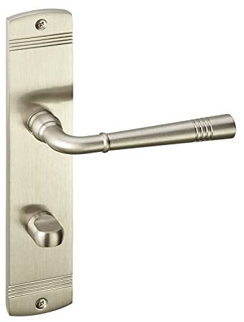 1 Juego de manillas FREJA con aspecto de acero inoxidable para el baño (WC) Juego de palanca en placa larga para el baño con material de fijación de Sotech