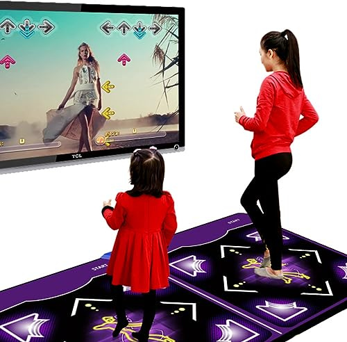 Diyeeni Electronic Dance Mat, Dance Step Pad with Handle, Double Dance Floor Mat for Adult Kids, with 100 Dance Songs, 60 Games, 512MB Memory Card, Input/USB Connector(US)