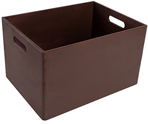 Creative Deco XXL Große Braune Holzkiste Obstkiste Korb Ostern 40x30x24cm | (+/-1cm) | mit Griffen | ohne Deckel | Hölzernen Kasten Holzbox Kiste | Für Dokumente Wertsachen Spielzeuge Werkzeuge