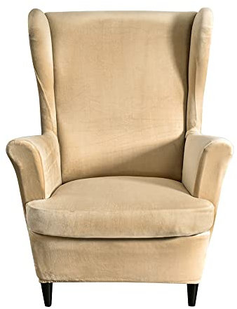 Sesselhusse Ohrensessel Bezüge für Sesselbezug für einen Ohrensessel Samt 2 Stück ohrensessel sesselhusse Beige