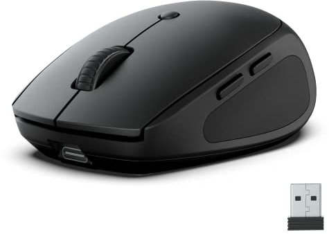 JLab Go Charge Bluetooth Mouse, Rechargeable Wireless Mouse - Tri-Mode (BT 5.0/5.0/2.4Ghz) with USB-Dongle, Ergonomic, Multi Device Silent Mouse for Laptop, PC, Computer, iPad, Mac, Tablet