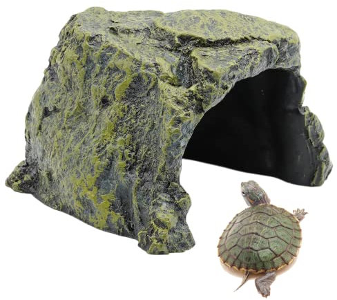 BREUAILY Großes Reptilien Versteck Resin Schildkrötenverstecke Höhle Fisch Versteckt Höhle Reptilien Habitat Shelter Dekoration für Schildkröten Echsen Bartagame Gecko Amphibien Fisch