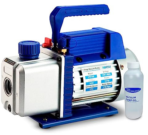 HIATSU Bomba de vacío de 4 CFM, Bomba de Calor de una Sola Etapa, Mini división de 5 Pa, Bomba de vacío económica de 1/4 HP, Aire Acondicionado, refrigerante, HVAC, Herramienta de Aire R410a con