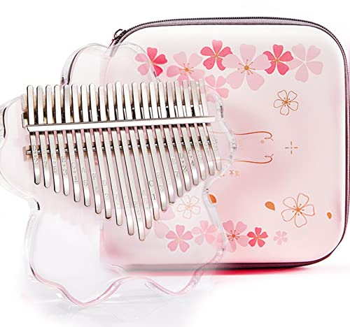 21 Tasten klar Kalimba Daumenklavier Komplettpaket, Sakura Shape Transparent Crystal Kalimba 17 Key mit EVA-Schutzhülle, Professionelle Musikinstrumente,Clear 21 keys