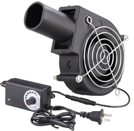 Wathai BBQ Air Mover Blower Fan 12V 97mm x 33mm,Variable Speed Centrifugal Fan with 110V - 240V AC Plug for Camping Quick Charcoal Starter,Outdoor Cooking,Fireplace,Bellows,Wood Stove or Drying Boots