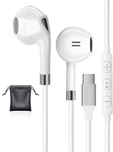 USB C Kopfhörer mit Mikrofon In-Ear Kopfhörer für Samsung Galaxy S25 S23 Ultra S22 S24 A35 A56 A54 A16 USB C Headset mit Kabel USB Type C Kopfhörer für iPhone 15 16 Pro Max Pixel 8 7a Pro