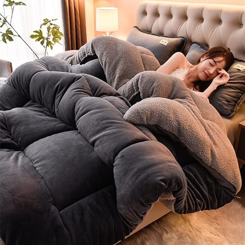 TUCVZVO Bettdecke 220X240 4 Jahreszeiten,Dicke Decke Winter,Steppdecke Winter Dicker Lamm-Kaschmir, Decke, Flauschige Kaschmir-Steppdecken,Winterdecke,A,220x240 5kg