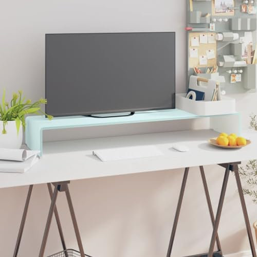 RAUGAJ Home Hardware Businese TV-Ständer/Monitorerhöhung, Glas, Grün, 100 x 30 x 13 cm