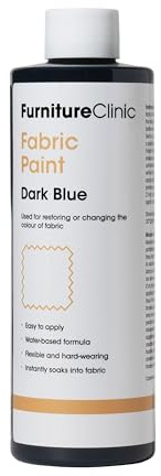 Furniture Clinic Fabric Paint - Use to Restore or Change the Colour of Upholstery, Soft Furnishings, Car Interiors - Easy to Use - Works on All Fabrics (Dark Blue, 500 ml)