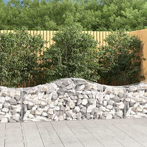 Chaduof Gabionen mit Hochbogen 13 STK Gabionenkörbe, Gabionen Hochbeet, Steinkorb, Gabionengitter, Drahtkorb Für Pflanzen, Kräuterspirale Für Garten, 200x50x60/80 cm Verzinktes Eisen