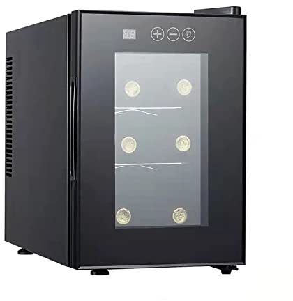 Refroidisseur De Cave À Vin sur Pied, Réfrigérateur À 6 Bouteilles avec Porte en Verre, Contrôle Numérique De La Température, Système De Circulation De Refroidissement À Double Air, pour La Maison, L