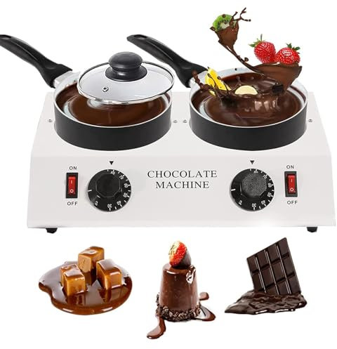 HEAXIY Olla para Derretir Chocolate, Máquina Templadora de Chocolate y Queso, Calentador Eléctrico para Chocolate, Mantequilla, Queso, Crema, Dulces (Cabezales Dobles)