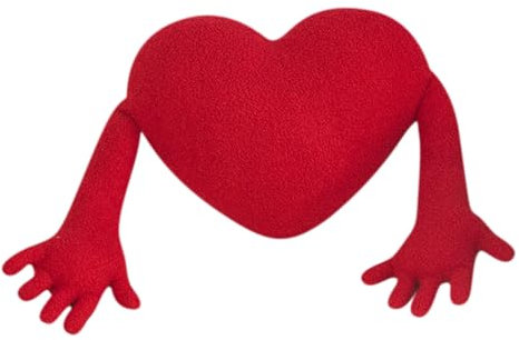 Herzförmiges Plüschkissen mit langen Händen, süßes, flauschiges Herz-Überwurf-Dekokissen, 50 x 40 cm, Herz-gefülltes Kissen for Couch und Bett, Damen, Dekoration for Valentinstag und Muttertag /1325