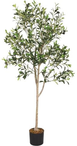 Plantas Artificiales Grande Olivo Artificial, Olivo Sintético De 5 Pies De Altura, Plantas Falsas En Macetas para Decoración Interior del Hogar Planta Artificial Grande para Salon