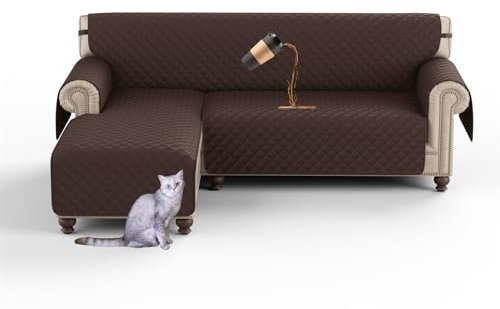 HonunGron Sofa Covers Waterproof, Corner Sofa Bed Cover Reversible 3 Seater, Sofa Slipcovers L Shape Sofa Protector for Pets Furniture Sofa Protector Sectional Couch Covers (Medium,Coffee)