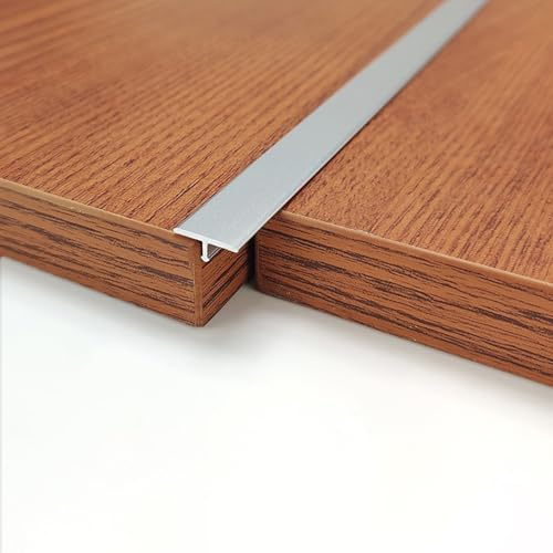 Raouoae 3 Stück*90cm Türleiste Verbindungs Abdeckleiste T Profil Übergangsschiene Boden Winkelprofil Anpassungsprofil Übergangsleiste Flach Für Holzböden(Silber,Breite 15 mm)