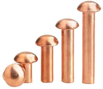 100/2pz Rivetti in rame a testa tonda M2 M2.5 M3 M4 M5 M6 M8 Rivetti in rame massiccio a testa tonda GB867 Rivetti a mano a testa tonda(M3 (30 Pieces))