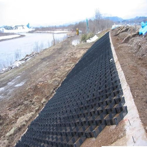Geo Cell Grid - Rejilla de polietileno de 162 pies cuadrados, 2 pulgadas de grosor, estabilización del suelo para pistas de entrada de pendiente, alta resistencia a la tracción (6 x 10 m)