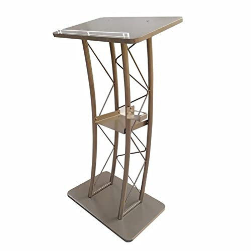 Gebogenes Podium, Stehpult, Kirche, Rednerpult, Metall/Holz, Kanzel, 119 cm hoch, tragbar, Reden, Eröffnungszeremonien, goldfarben