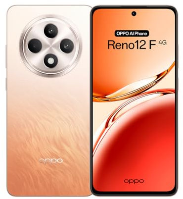 OPPO Reno12F 4G - Smartphone Libre con IA, 16GB (8GB+8GB) 256GB, Pantalla 2.5D AMOLED 6.7, Cámara 50+8+32 MP, Android, IP64, Batería 5000mAh, Carga Rápida 45W - Amber Orange