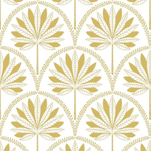 CiCiwind Selbstklebend Tapete Weiß Gold Blumen Tapeten 44CM×3M Wasserdicht Klebefolie Vinyl Möbelfolie Selbstklebend Vintage Blätter Wandverkleidung Verdicken Klebetapete für Wand Möbel