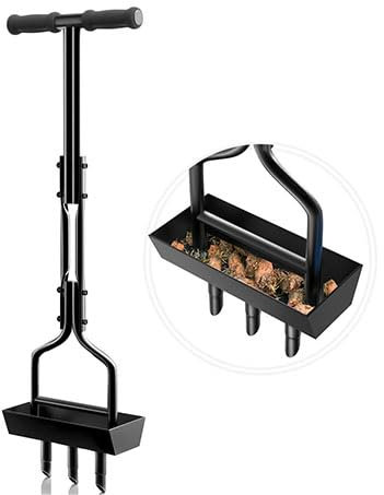 Rasenlüfter, Aerifizierer für Rasen Hohlspoon Rasenbelüfter mit Ablageschale 3 Kern Rasen Aerifizierer Hohlspoon Belüfter Hohlzinken für Verdichtete Böden und Rasen Hof Garten Schwarz