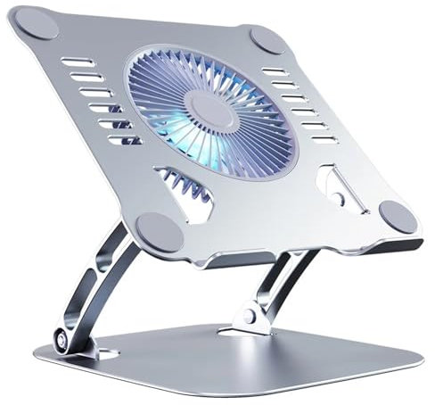 Soporte para Computadora Portátil con Ventilador De Refrigeración para Computadora, Soporte De Portátiles para Juegos Enfriador para computadora portátil(Matte Silver)