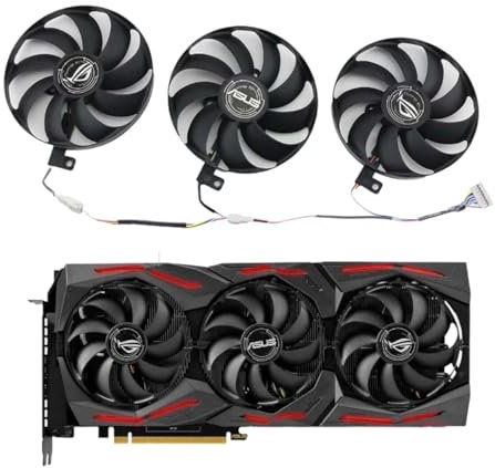 ASUS ROG STRIX RTX 2060 2070 2080 Ti & RX 5600 5700 XT Series Replacement Fan for ASUS Graphics Cards, Air Cooling, 87mm, 7-Pin Graphics Card Cooler, VGA Card Replacement GPU Fan (Full Set (A+B+C))