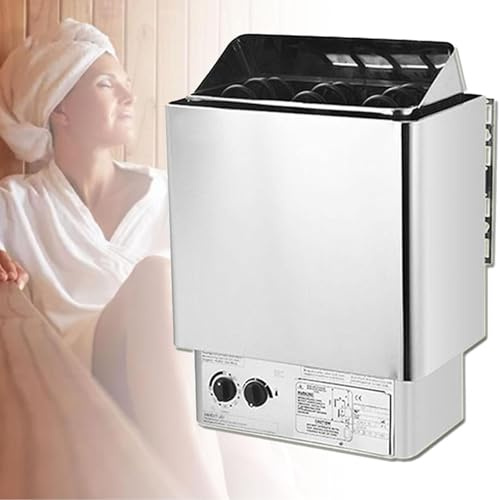 FLNOZAMZ 4.5KW-9KW 220V Electric Sauna Heater Stainless Steel Sauna Heating Stove with Internal Controller, Wet Dry Bath Sauna Box Sauna Room Equipment (9KW)