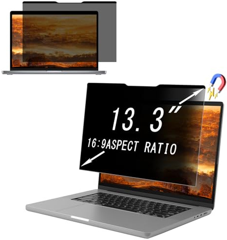 NicMool Magnétique Filtre de Confidentialité pour 13,3 16:9, Amovible Film Protecteur d'écran, Privacy Anti Espion Filtre, Anti-Lumière Bleu Anti-Reflet Film pour Écran d’Ordinateur & Moniteur 13,3