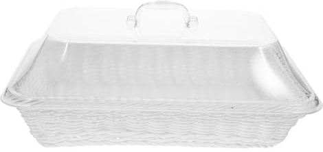 ABOOFAN Corbeille à Pain Design Minimaliste et Moderne en Plastique avec Couvercle Rectangulaire Panier de Rangement Pratique 35x25x15cm pour Fruits et Pain
