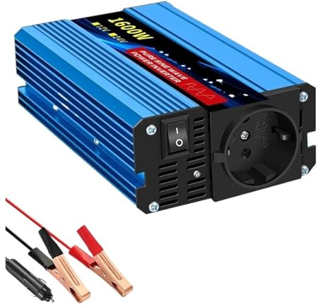 Convertisseur Onduleur Voiture À Onde Sinusoïdale 8000 W 7000 W 6000 W Prise UE Convertisseur Tension DC 12 V vers AC 220 V 50 Hz avec Écran LCD Intelligent Transformateur(220V_1600W EU)