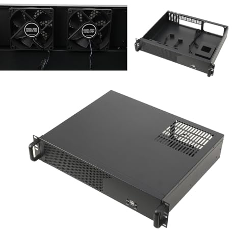 2U Servergehäuse Rack Gehäuse,14zoll Netzwerkschrank | 2HE Serverschrank für IT-Geräte, A/V-Geräte,Unterstützt 3 x 3,5 HDD or 2X 3,5 HDD + 1 x 2,5 SSD,80mm Lüftern