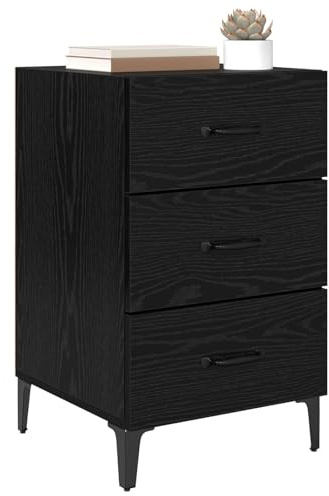 vidaXL Armario de Noche Roble Negro 40 x 40.5 x 66 cm, Almacenamiento Compacto para Dormitorio, mesita rústica, Mesa Funcional, Unidad Resistente, Decorativa y Moderna