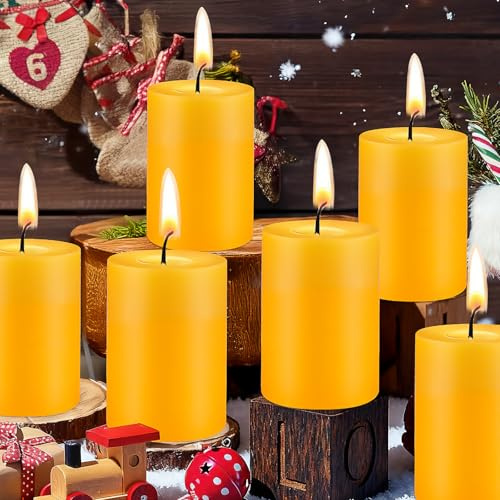 12 Pack Beeswax Pillar Candles, Each 35 Hours Long Burning Pure Natural Beeswax Candles for Home,Perfect for Relaxation and Ambiance-5cm W x7.6cm H