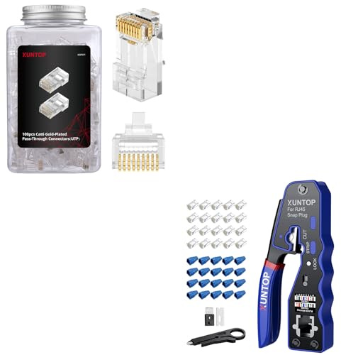 XUNTOP Pinza Crimpatrice RJ45 con Connettore