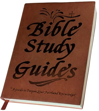 Bibelstudieguider, bibelstudieguide, 66 sidor religiös anteckningsbok med läderomslag och färgad insida för män kvinnor, anteckningsbok