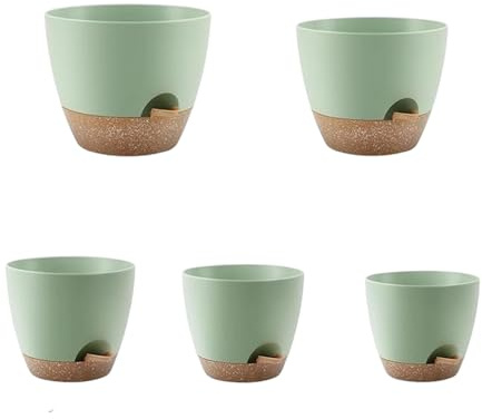 Holdes Pots de Fleurs Auto-Arrosants - 5 Pièces Pots pour Cactus avec Réservoir - d'Arrosage par Le pour d'Intérieur | pour Jardin Extérieur Cour Arrière-Cour et Maison