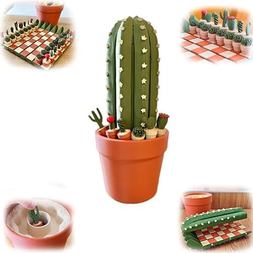 Jeu d'échecs Cactus imprimé en 3D, échiquier de Voyage magnétique Enroulable avec pièces à Motifs de Plantes succulentes, pour Les Amoureux des Plantes, Les familles et Les Couples