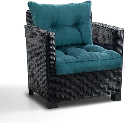 Best Wool Lounge Kissen für Rattan Gartenmöbel Set - Loungekissen für Stuhl - Hochwertiges Polypropylen - Inkl. Sitzkissen 50x50 + Rückenlehne 50x40