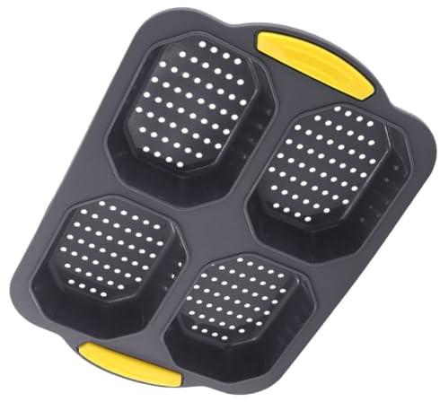 LOORGVEL Molde de Silicona para Hornear 4 Cavidades Resistente al Calor, Antiadherente y Lavable, Molde Multifunción para Pan, Hamburguesas y Pasteles, Adecuado para Panadería en Casa