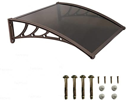 Auvent de porte courbé pour protection contre la pluie, la neige et le soleil – 80 x 100 cm – Résistant aux intempéries