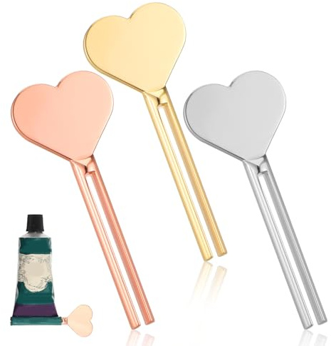 3Pcs Manual Toothpaste Squeezer,Stainless Steel Dispenser Tube Squeezer, Metal Tube Squeezer Rolling Key for Bathroom Cosmetic, Paint, Hand Cream and Hair Dye