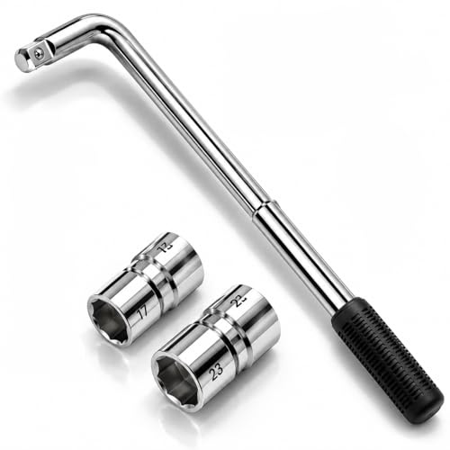 NLIGHTING Chiave Telescopica Ruote Auto, Bussole da 17/19 mm e 21/23 mm Impugnatura antiscivolo, Estensibile 35-55 cm per Dadi Ruota Atrezzo Universale per Cambio Gomme Auto
