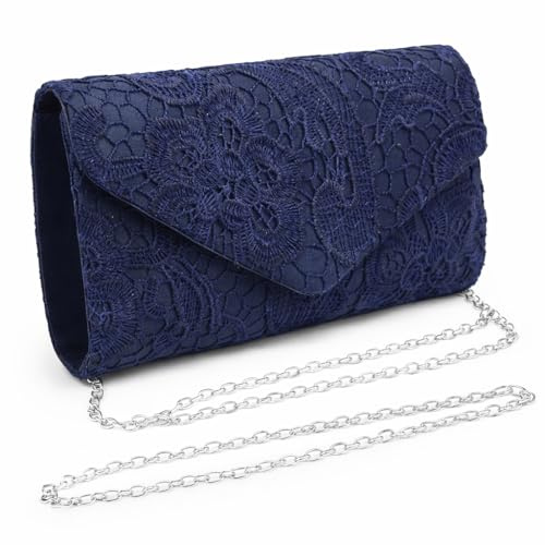 Generisch Damen Abendtasche Spitze Clutch, Glitzer Tasche mit Abnehmbarer Kette,Pailletten Abendtasche Handtasche,für Abschlussball, Party, Damen Braut Feiertage Party 22 × 13× 5cm