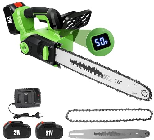 Motosierra Bateria 2200W, Motosierra Eléctrica Inalámbrica con Batería de 4000 mAh, Guía de 40 cm, Indicador de batería, lubricación Automática de la Cadena,para Talar árboles y Podar Ramas